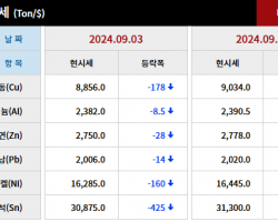 2024년 9월 3일 字 가격동향