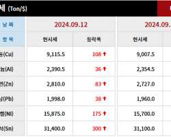 2024년 9월 12일 字 가격동향