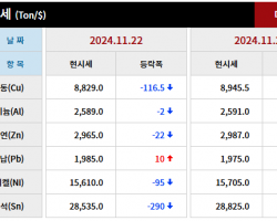 2024년 11월 22일 字 가격동향