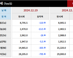 2024년 12월 19일 字 가격동향
