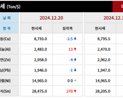 2024년 12월 20일 字 가격동향