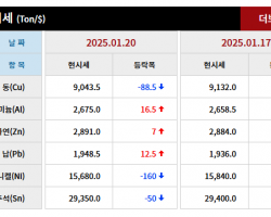 2025년 01월 20일 字 가격동향