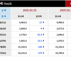 2025년 02월 25일 字 가격동향