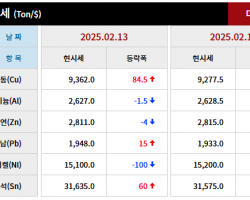 2025년 02월 13일 字 가격동향