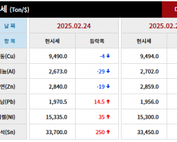 2025년 02월 24일 字 가격동향