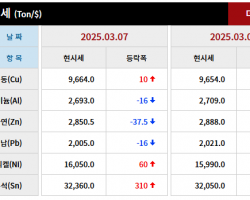 2025년 03월 07일 字 가격동향