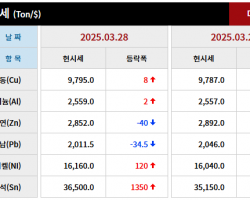 2025년 03월 28일 字 가격동향