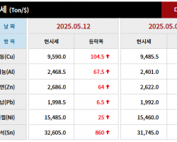 2025년 05월 12일 字 가격동향