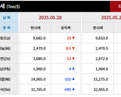 2025년 05월 28일 字 가격동향