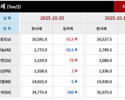 2025년 10월 20일 字 가격동향
